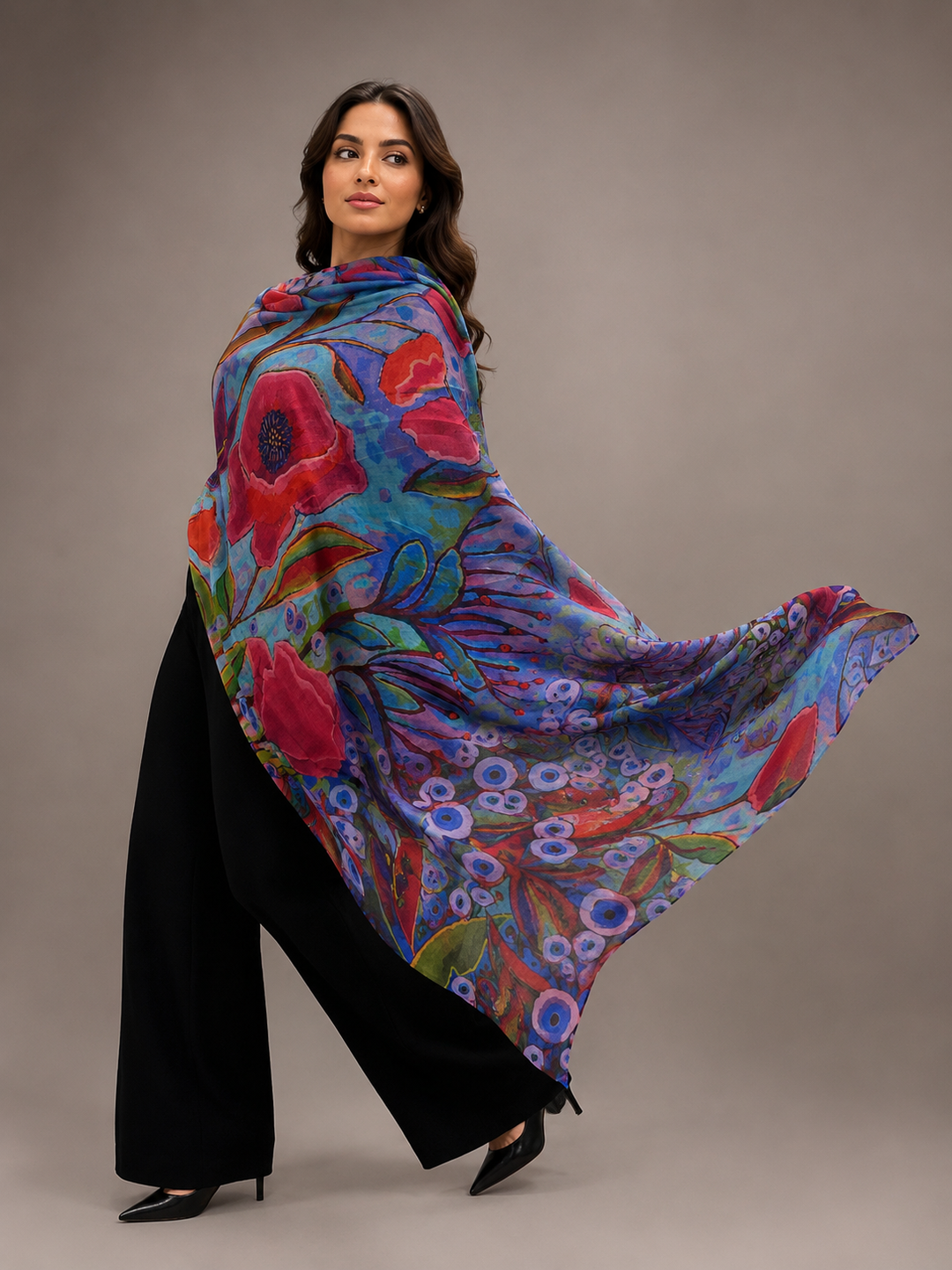 Artisans Print Pure Cashmere Julian Scarf Purple Maya