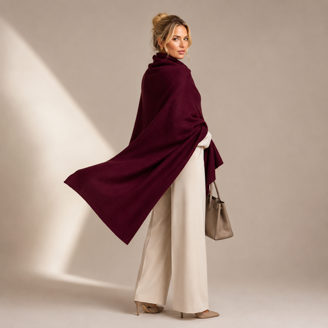 Maroon  Julian 100% Cashmere 2 Ply Extra large Travel Wrap