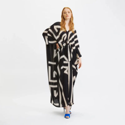 Abstract Monochrome Flowy Kaftan