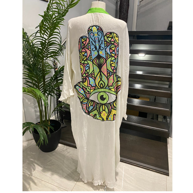 Handmade Evil Eye Organic Cotton Free size Kimono AU 14-26