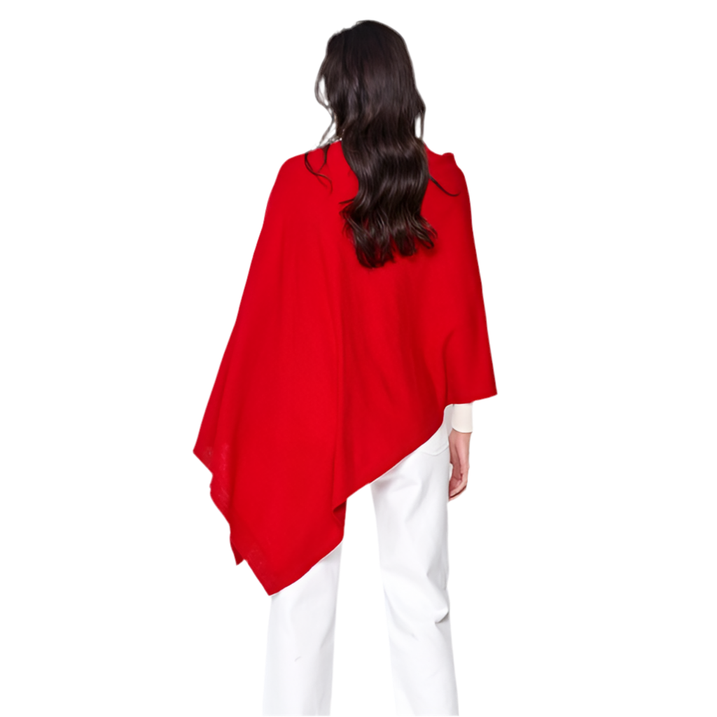 Women’s 100% Cashmere Red Julian Poncho