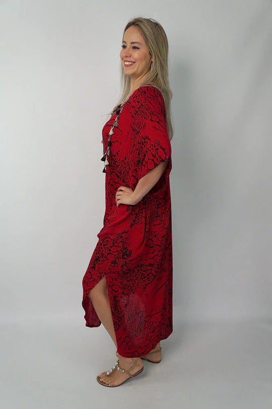 Red Maya Kaftan One Size Fits All AU 12-26