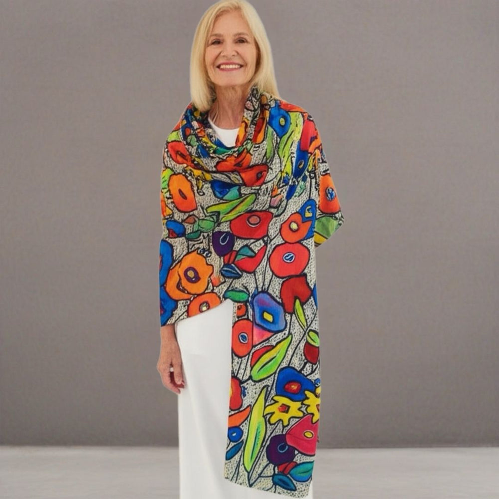 Cashmere Printed Wearable art Julian Ultralight Scarf-More Designs Available