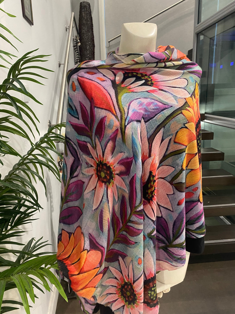 Floral 100% Cashmere Julian Scarf /Wrap