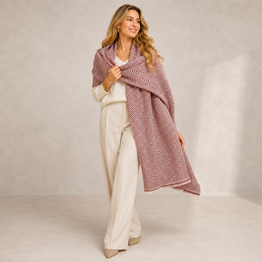 Julian Cashmere Woven Scarf Wine