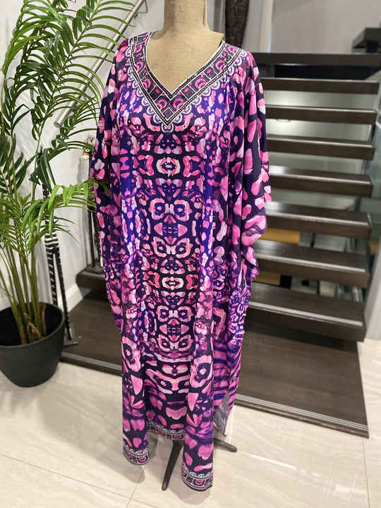 Maya Embellished Purple punch kaftan 14-28