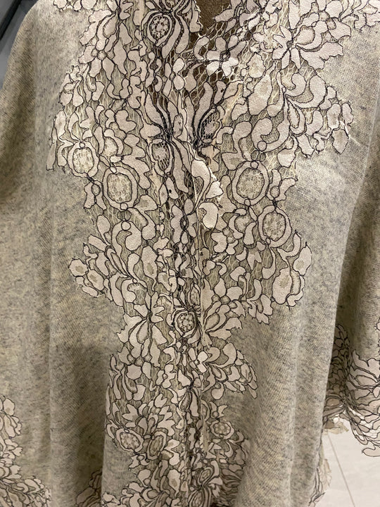 Julian 100% Cashmere Oversized Knitted Cape with Lace