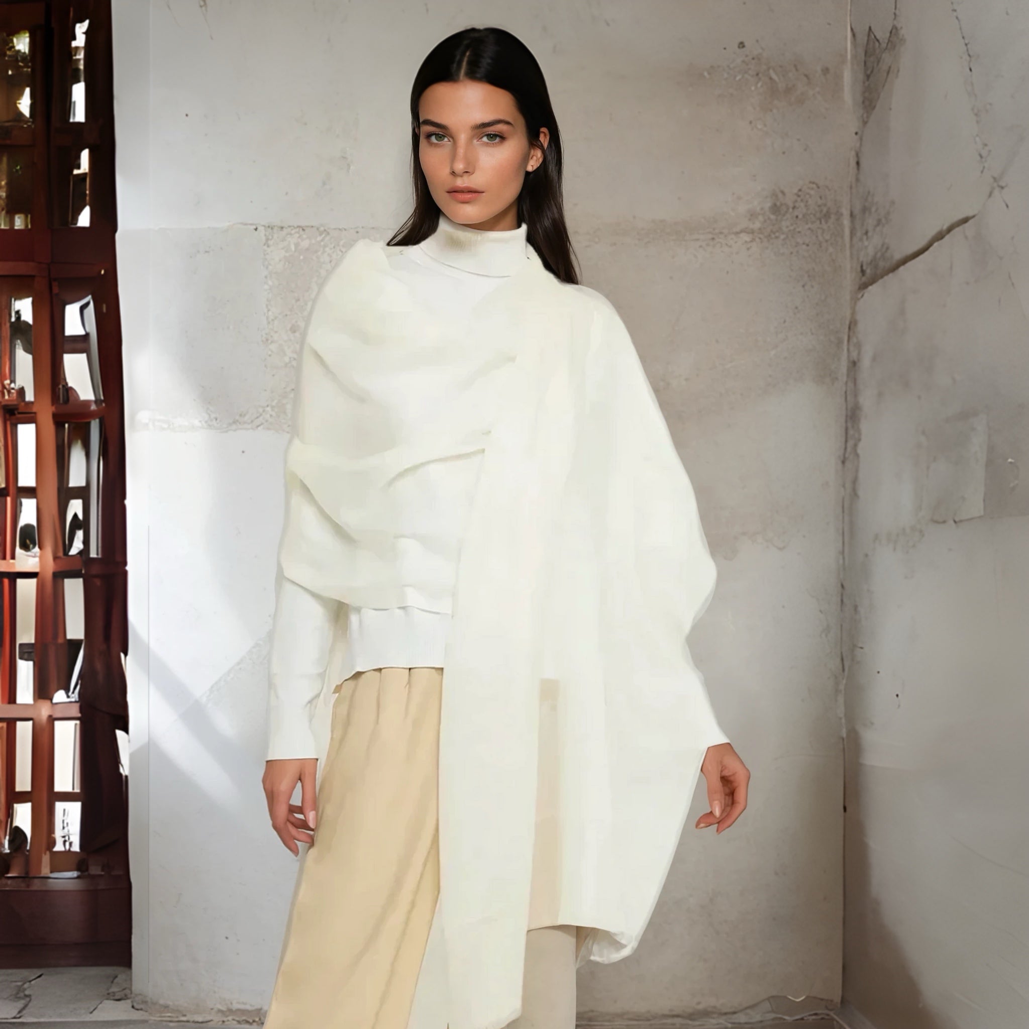 Ivory Cream Julian 100% Ultra fine Pashmina cashmere