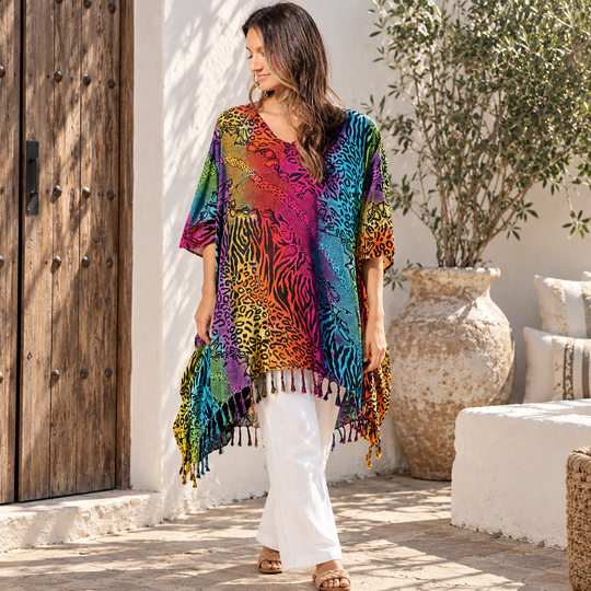 Tropical Maya Top Tunic Coverup Kaftan OFSA 14-26