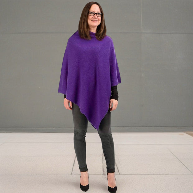 Purple 100% Cashmere Wool Oversized Julian Poncho