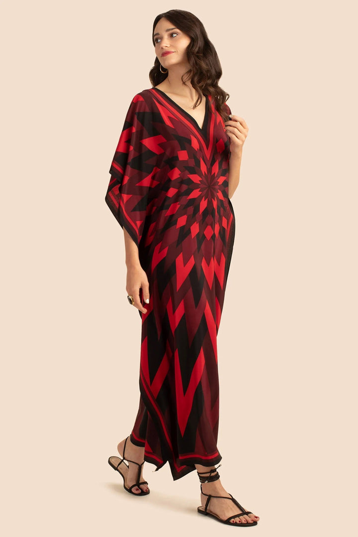 Lillie Red illuson  MIDI Kaftan Dress