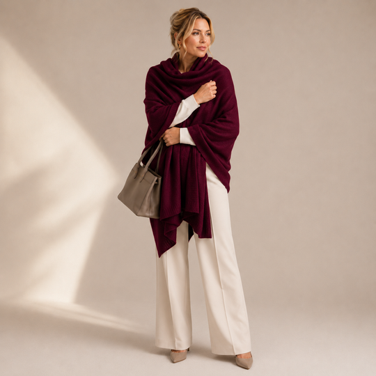 Maroon  Julian 100% Cashmere 2 Ply Extra large Travel Wrap