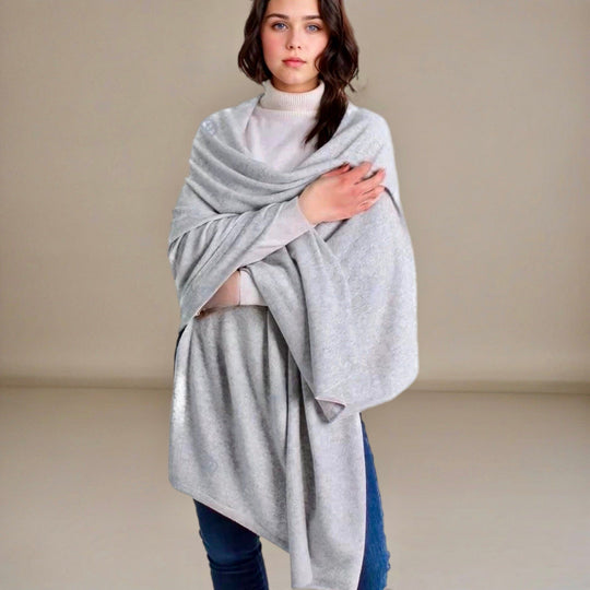 100% Cashmere 2 ply Knitted Julian Oversized Wrap -Unisex -30 Colours available