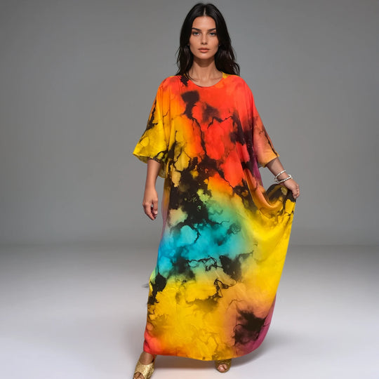Tropical cotton rayon Kaftan Sizes Available AU 26-32
