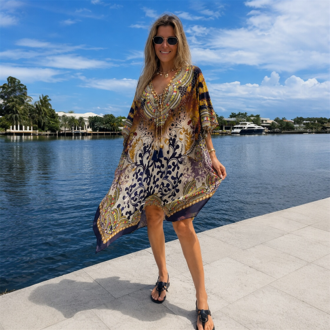 Coco Bella Silk Mix Front Tie Short kaftan  12-20 -More Style Available
