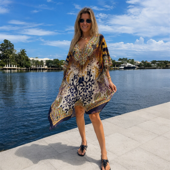 Coco Bella Silk Mix Front Tie Short kaftan  12-20 -More Style Available