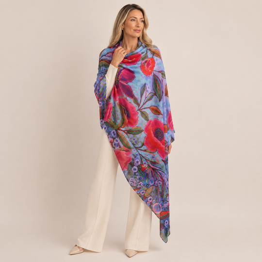 Artisans Print Pure Cashmere Julian Scarf Purple Maya