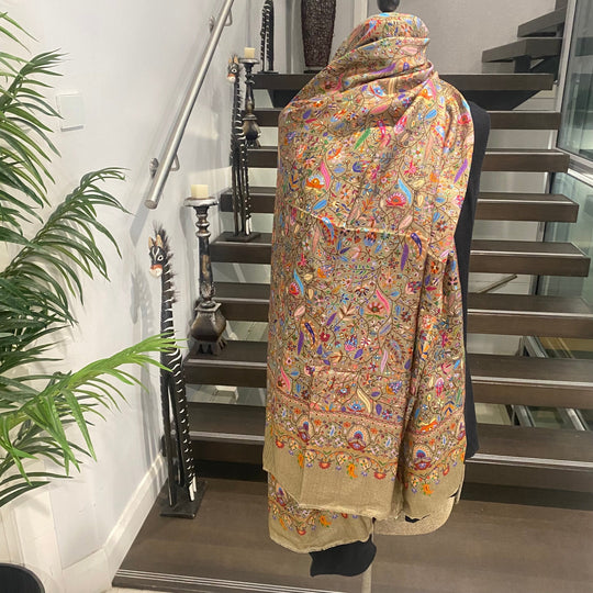 Julian Olive Wool Silk Blend Wrap/ Scarf
