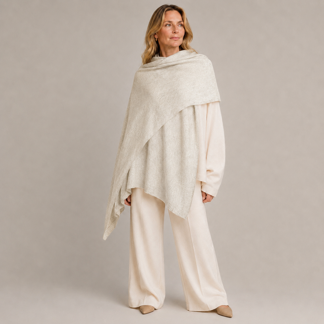 Julian Cashmere Extra large Travel Wrap/Shawl-Oatmeal Ivory