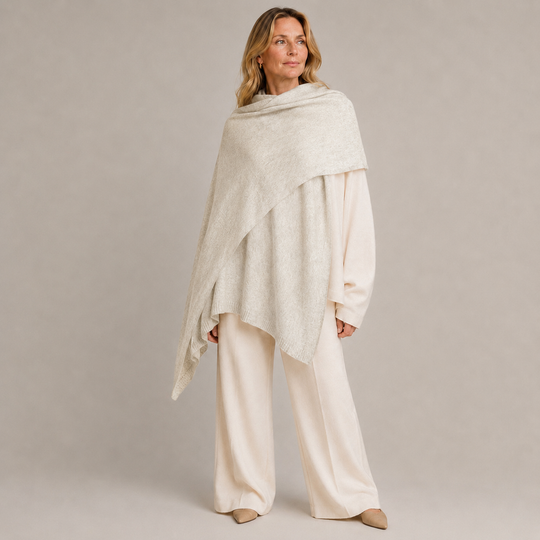 Julian Cashmere Extra large Travel Wrap/Shawl-Oatmeal Ivory