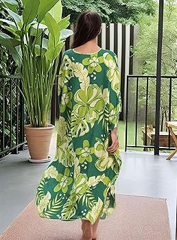 Tropical Resort Cotton Bamboo Maxi Dress