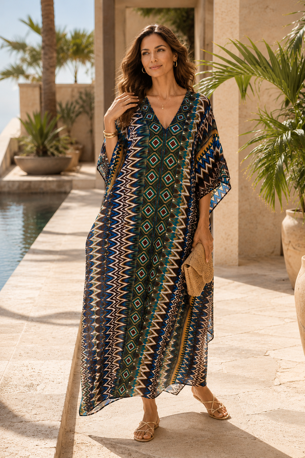 Muslin Cotton Maya Kaftan Dress one size fits AU 12-26