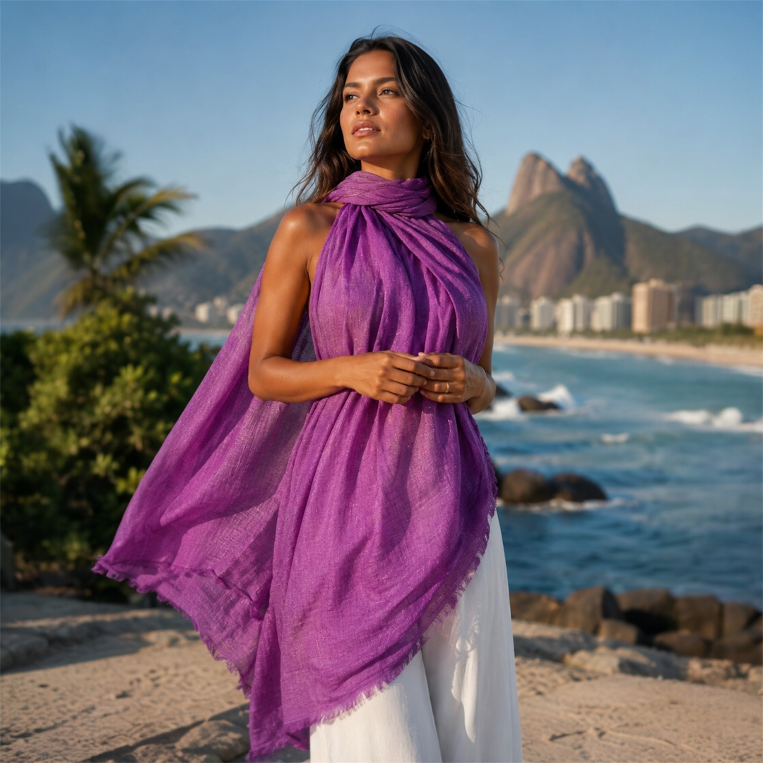 Julian Oversized handwoven pure cashmere scarf- Imperial Lilac
