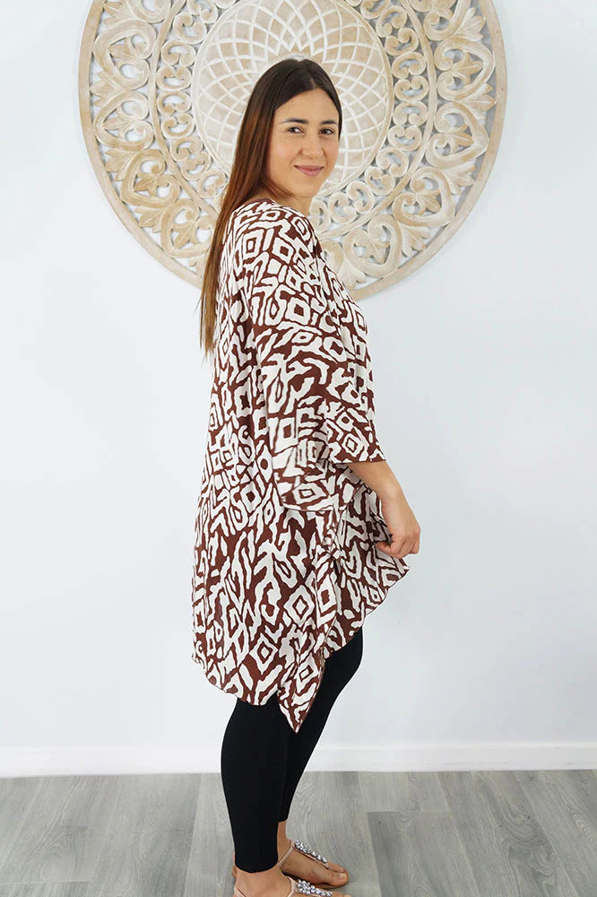 Brown Maya Short Top Tunic One Size 14-26