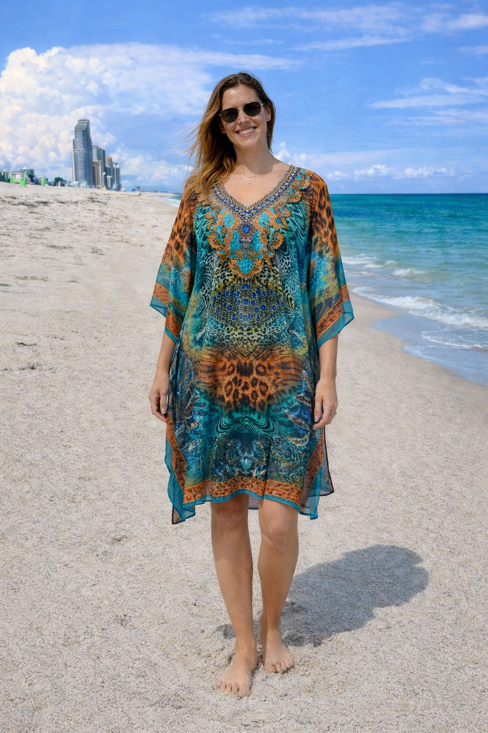 Kyra Bling Short Kaftan one size fits AU 12-20