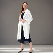 100% Cashmere knitted Julian Wrap/ Scarf-White
