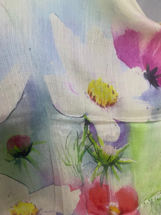 Cashmere Ultra fine Julian Scarf Lillies in My Garden