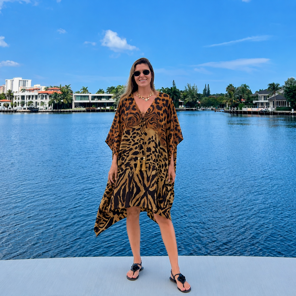 Coco Bella Silk Mix Front Tie Short kaftan  12-20 -More Style Available