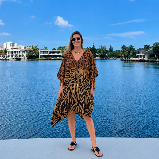 Coco Bella Brown Black Short kaftan  12-20