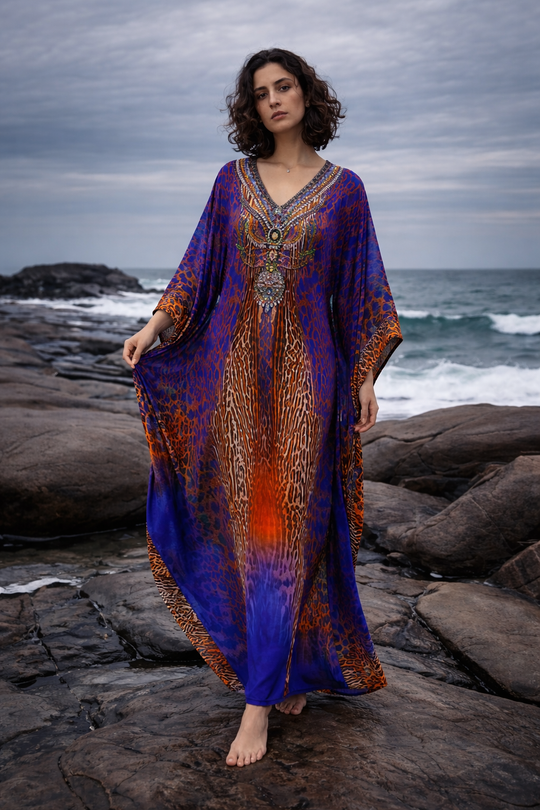 Purlesa Mia Embellished Kaftan Dress