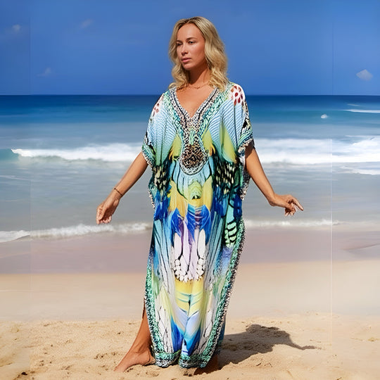 Tropical Resort Cotton Bamboo Kaftan-O/S AU 10-20