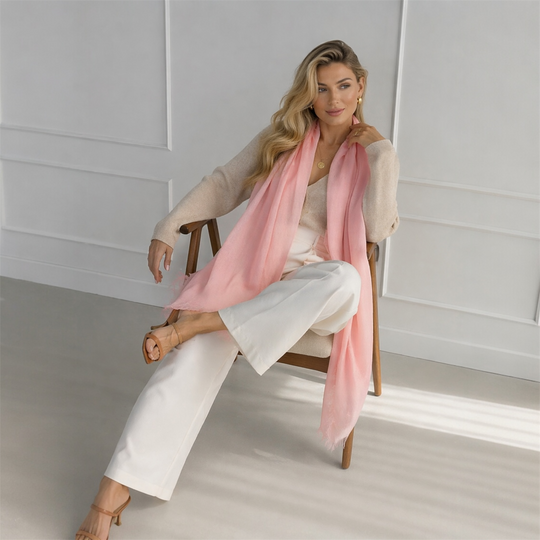 Pink Julian 100% Cashmere Ultra fine  oversized scarf/ wrap/ shawl