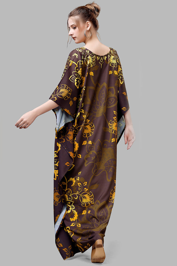 Brown n Gold Embellished Maya kaftan AU 10-18