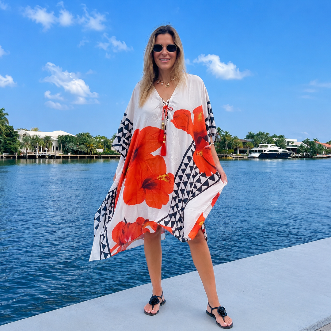 Coco Bella Silk Mix Front Tie Short kaftan  12-20 -More Style Available