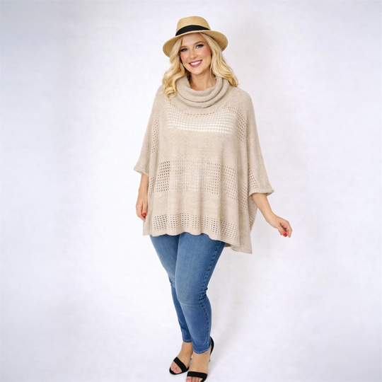 Ivory Beige Knitted Maya Top Tunic OFSA 12-22
