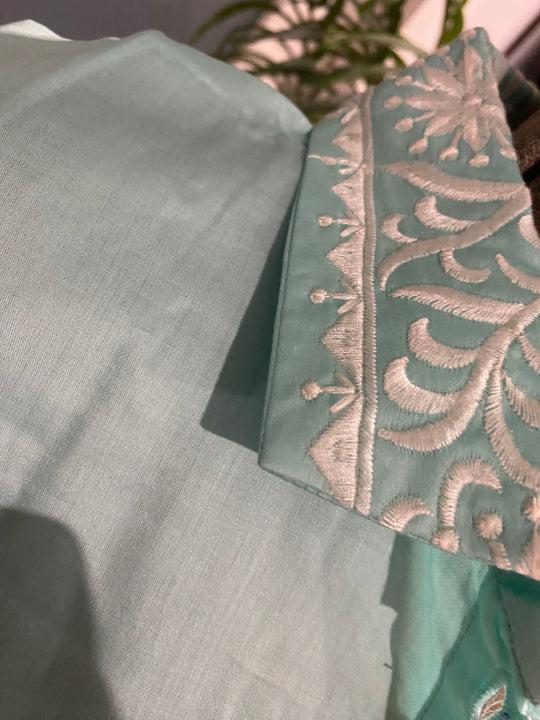 Pistachio Coco Bella MIDI Embroidered Shirt Kaftan Dress