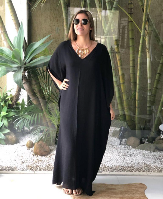 Maya Bohemian Black Premium Rayon kaftan - Sizes Available AU 14-32