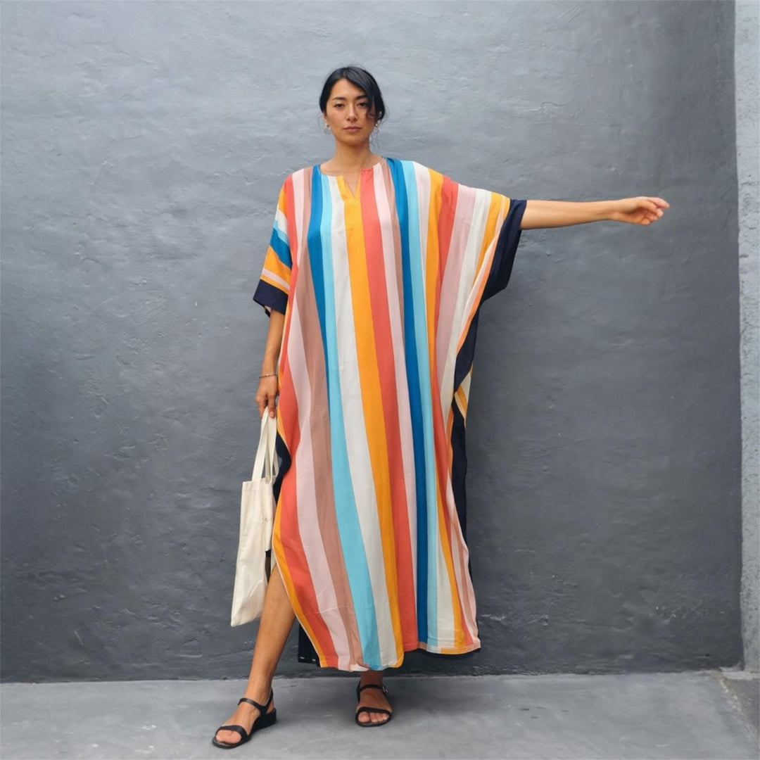 Maya Stripes Kaftan Dress.Sizes Available AU 16-26