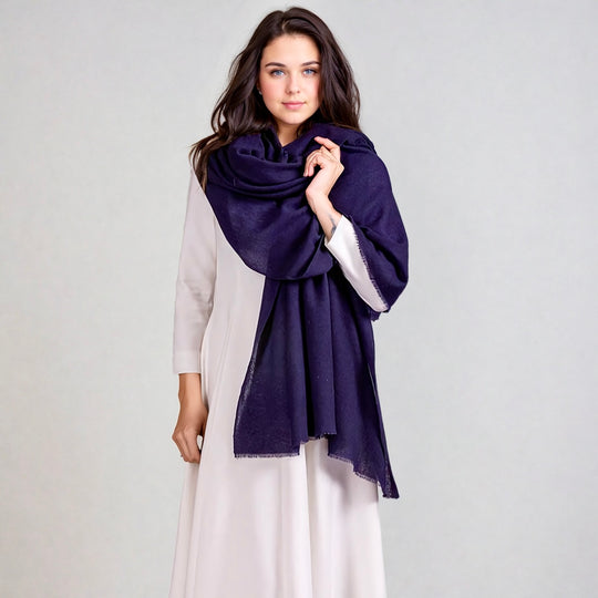 Navy Blue Julian 100% Ultra fine Pashmina cashmere oversized scarf/ wrap/ shawl