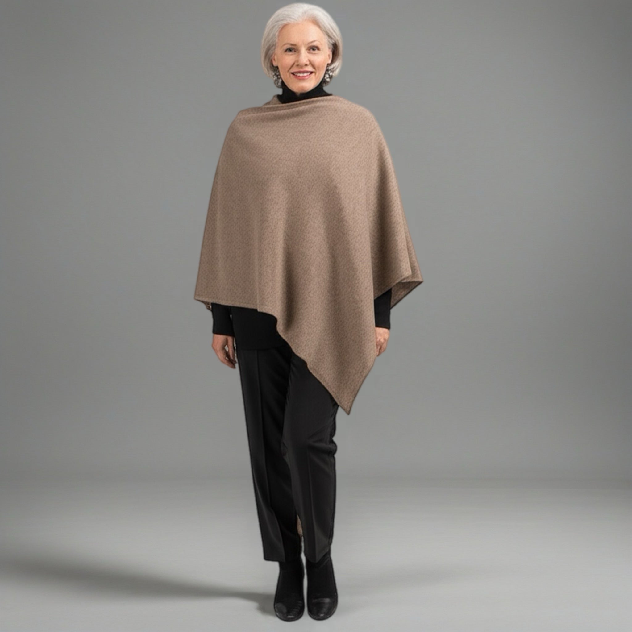 Brown Tan Pure Cashmere Julian Poncho