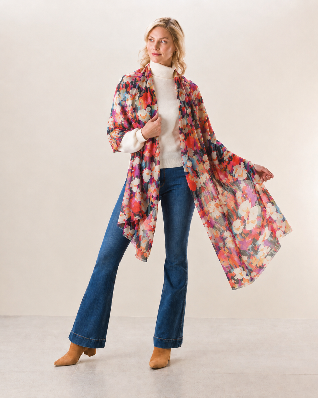 Bohemian Garden Cashmere Printed Ultra fine Julian Scarf