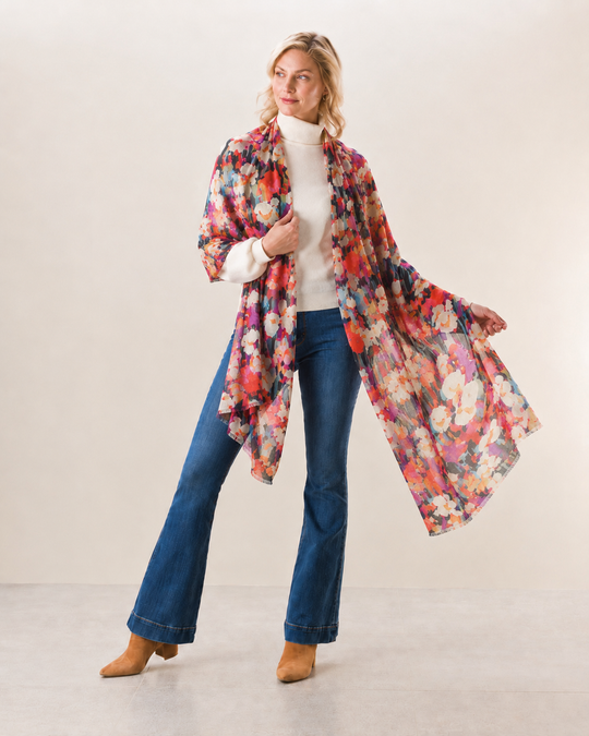 Bohemian Garden Cashmere Printed Ultra fine Julian Scarf