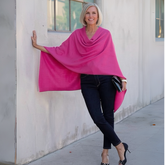 Fuchsia Cashmere Oversized Julian Poncho