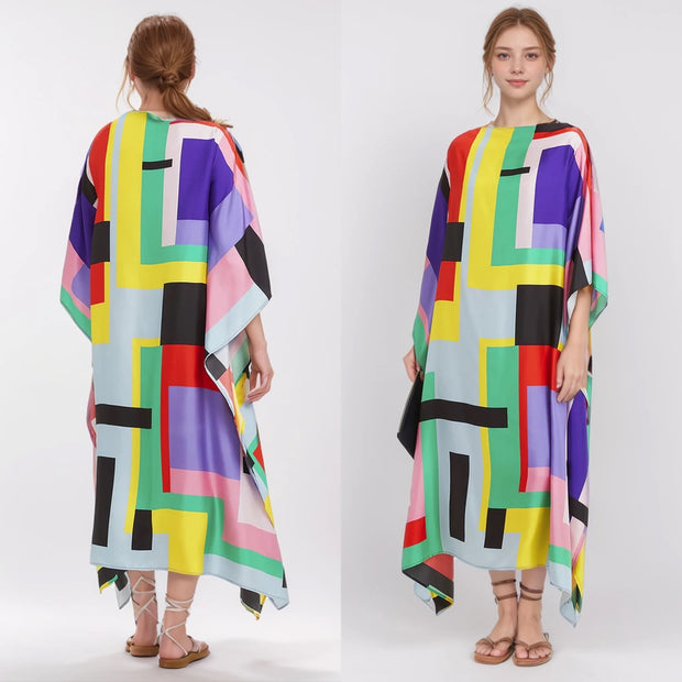 Mix Color Lillie MIDI Kaftan Dress