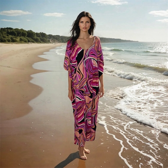 Maya Tropical Resort Rayon  Kaftan Dress O/S AU 14-22