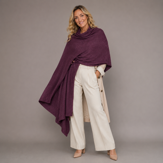 Cashmere Heather Plum Luxe Julian Travel Wrap